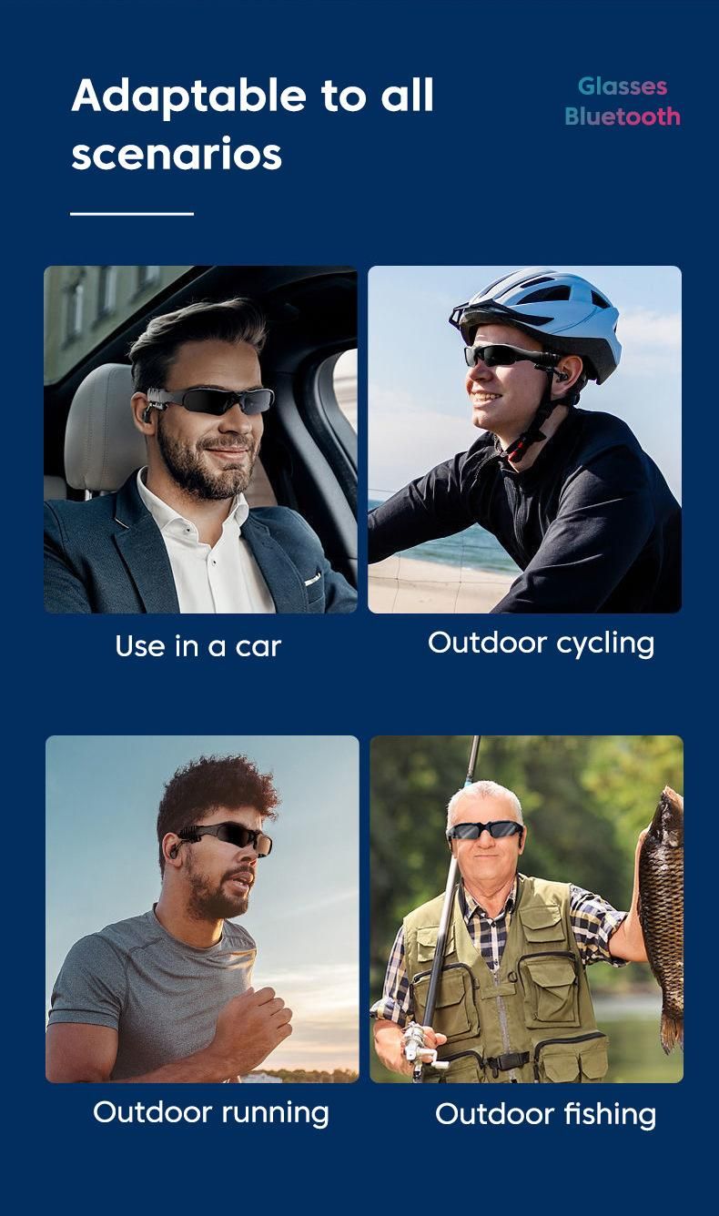 glasses Bluetooth Headset, Sunglasses Glasses Headset, Listening To Music, Electronic Bluetooth Headset_voghion.com