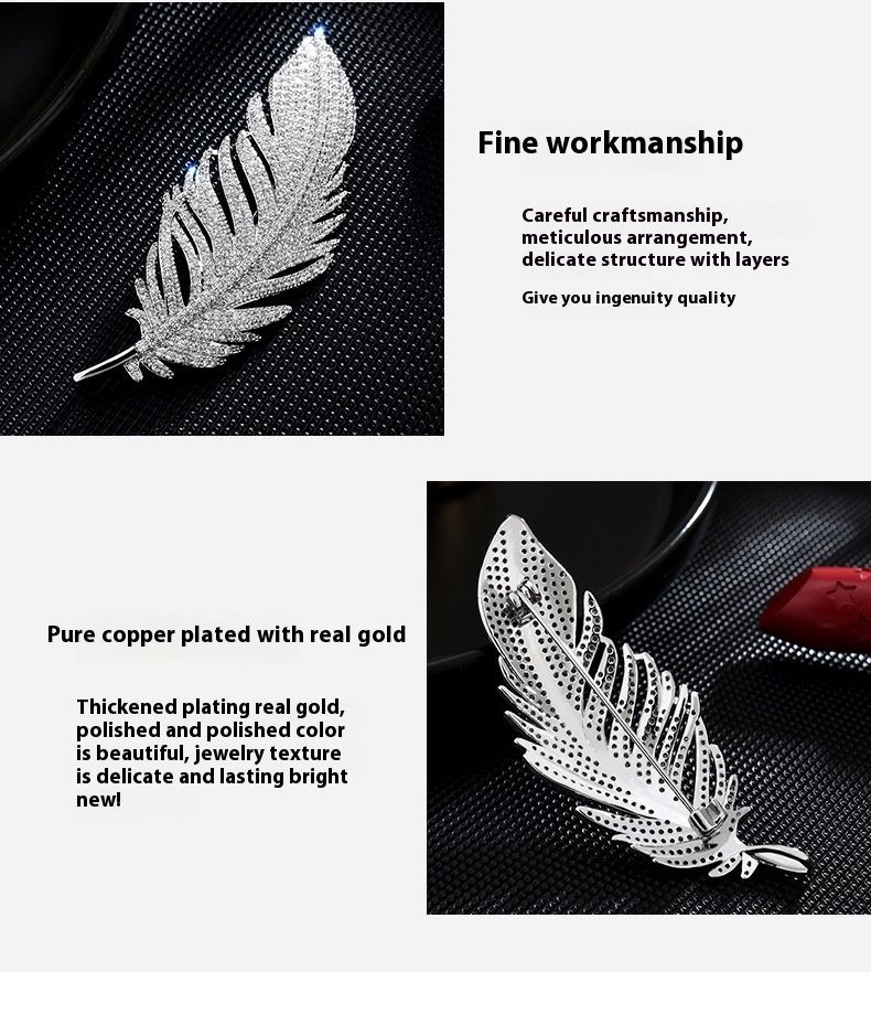 Koreaanse versie van een vrouwenpak met zirkoonveren, eenvoudige en modieuze broche voor jasaccessoires_voghion.com