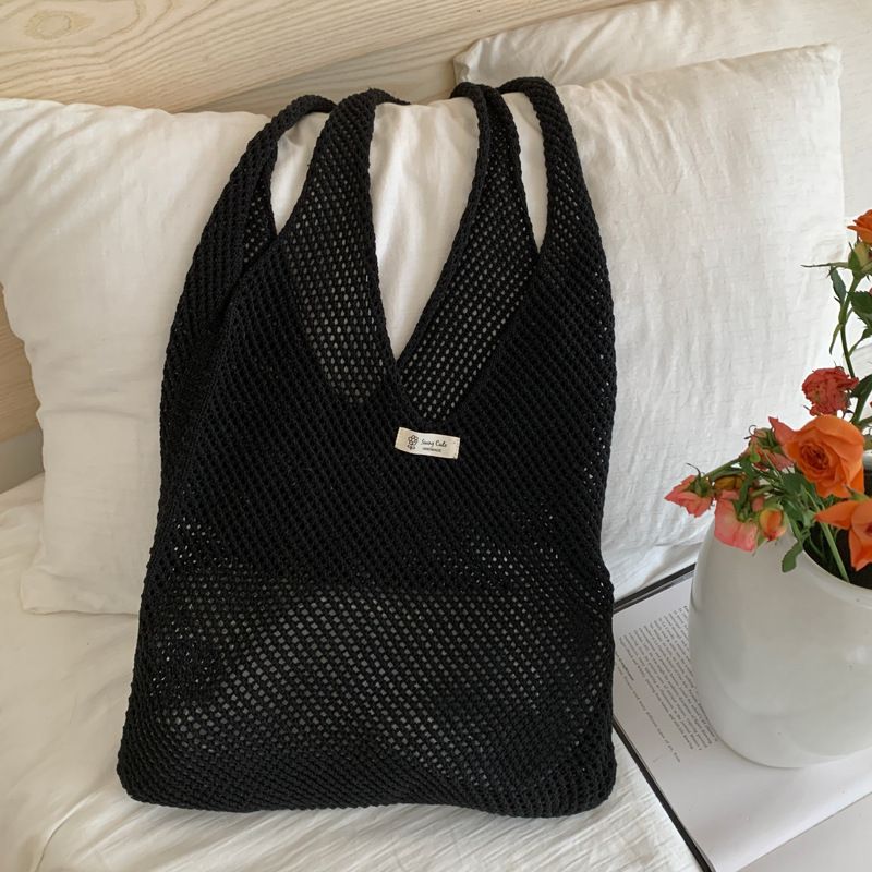 Borsa a tracolla in maglia rossa intrecciata a maglia per donna, stile casual, estivo, pigro, grande capacità_voghion.com