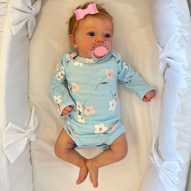 46CM Färdig Reborn Baby Doll Felicia Newborn Öppna blå ögon docka Mjukt handrotat hår 3D Hudton Synliga ådror Presentleksak_voghion.com