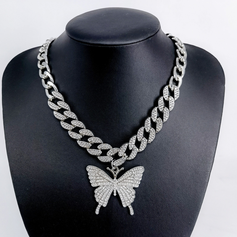 Set di gioielli da uomo alla moda, con filo piatto da 15 mm, con giunzioni a farfalla in lega, collana da uomo di alta qualità, stile hip hop, catena cubana_voghion.com