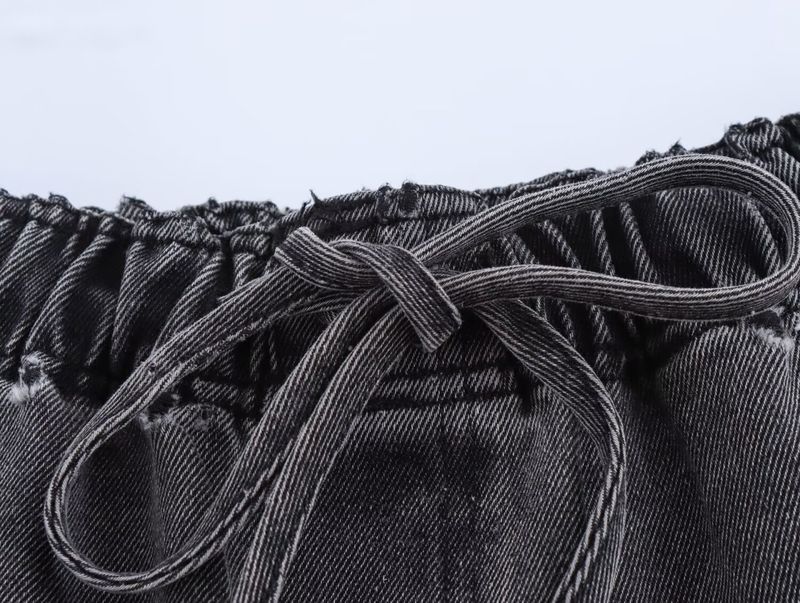 Women's Clothing Street Fashion Straight Pants Suit Tops Denim Casual Wear_voghion.com