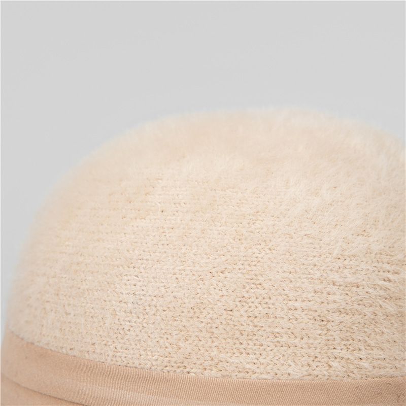 Middle-aged And Elderly Women's Bucket Autumn Winter Fashion Short Brim Rolled Edge Mom's Warm Knitted Fisherman Hat_voghion.com