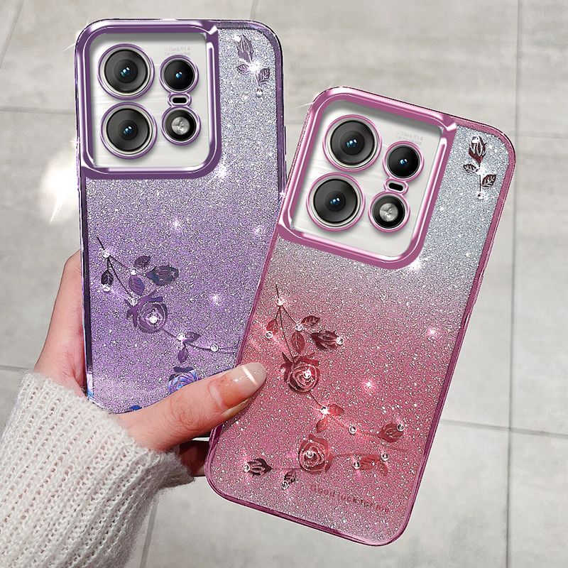 Diamantglänsande kristallglitterplätering mjukt skal för Moto G24 G34 G Edge 40 50 Pro 5G ultratunt gradientkameraskyddsskal_voghion.com