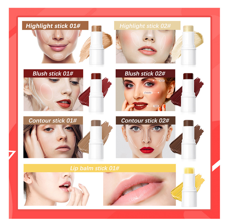 carina Multifunctionele make-up Driedimensionale hoogglans poederblusher rouge lip Kleurreparatiestick_voghion.com
