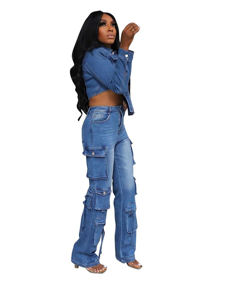 Damenbekleidung: Neuer lässiger, gewaschener Jeansanzug für Damen_voghion.com