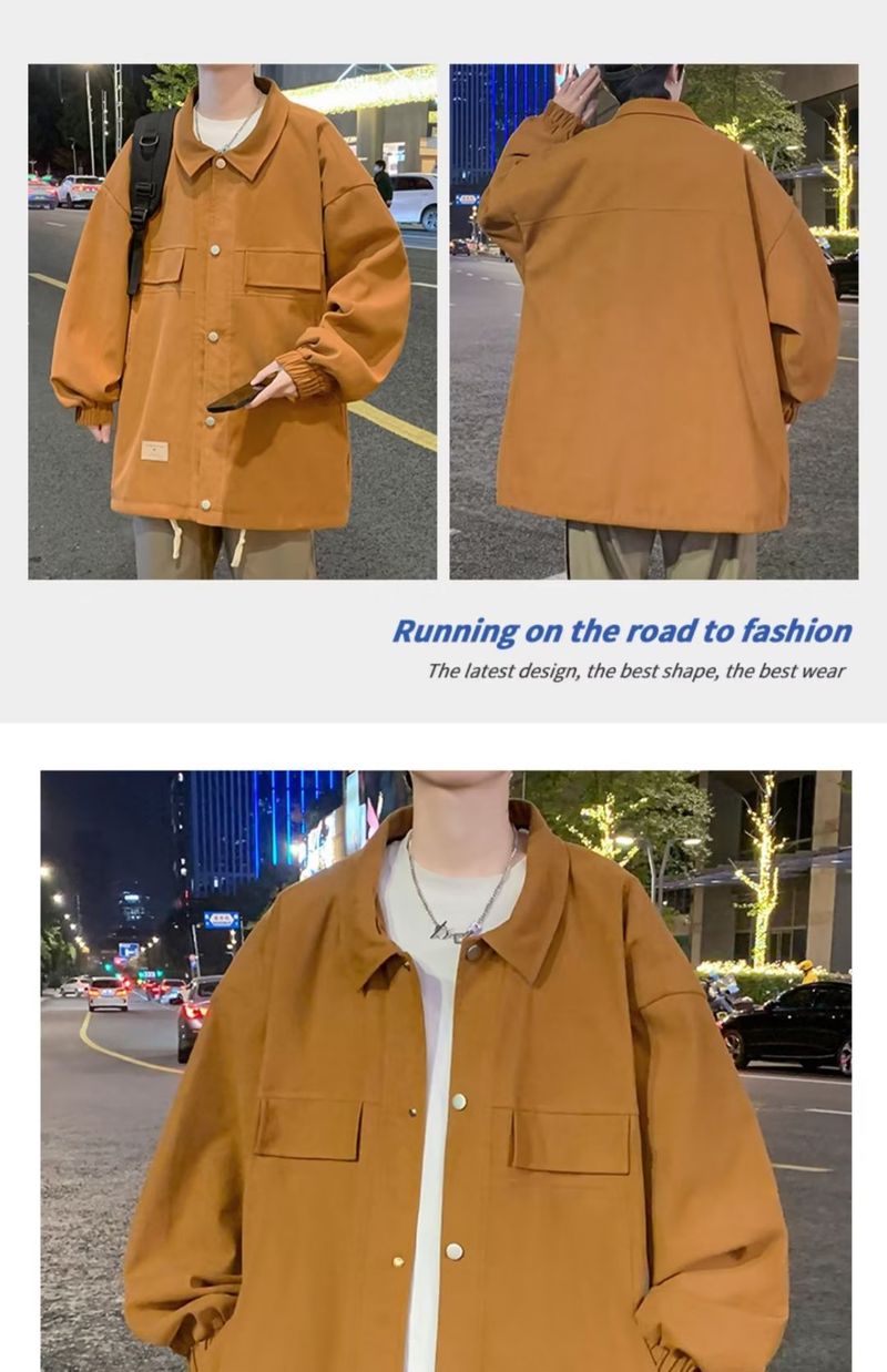 Veste chemise en daim pour homme – Manteau de travail décontracté surdimensionné pour le printemps et l'automne (M-3XL, noir/kaki)_voghion.com