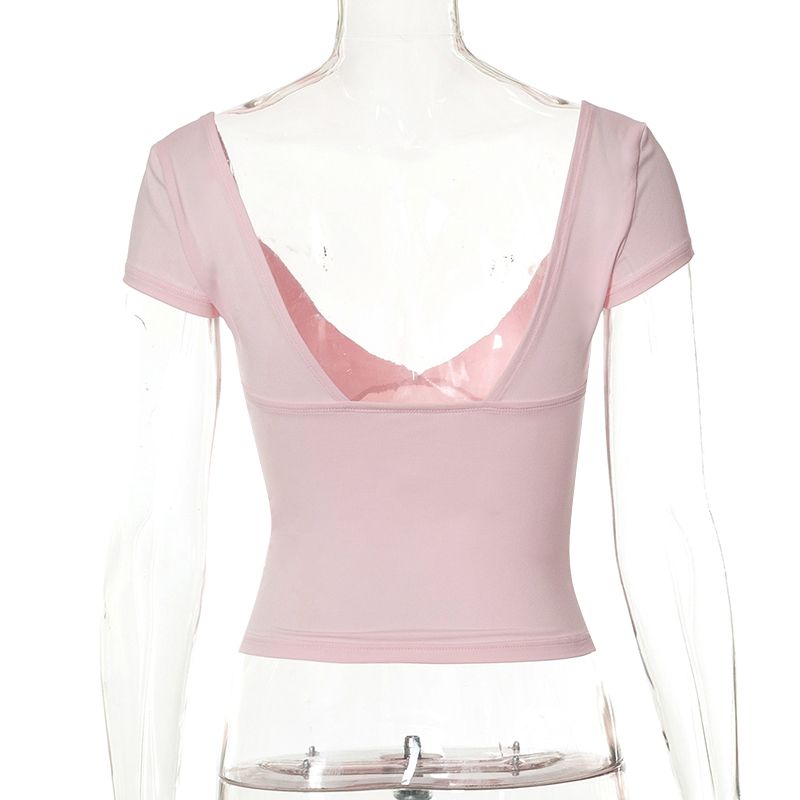 Heißer verkauf CUTENOVA Sommer Sexy T Tops für Frauen Kleidung Stretch Schlanke Tees Hemd Femme V-ausschnitt Langarm T-shirts Streetwea_voghion.com