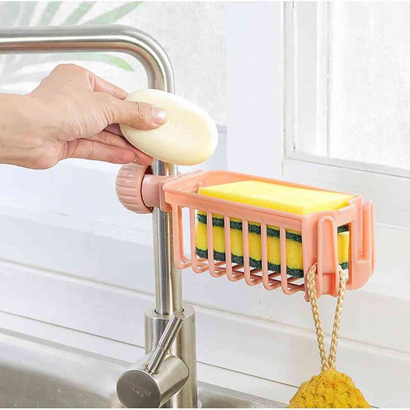 2Pcs Racks Holders Sponge Rag Sink Drain Rack With Hook Faucet Rack Kitchen Storage Organization Home Storage Kitchen Accessories_voghion.com