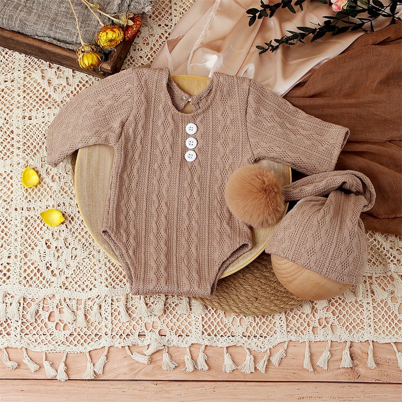 Ylsteed 2 pezzi set neonato servizio fotografico vestiti maglia neonato tuta con pompon cappello neonato fotografia props_voghion.com