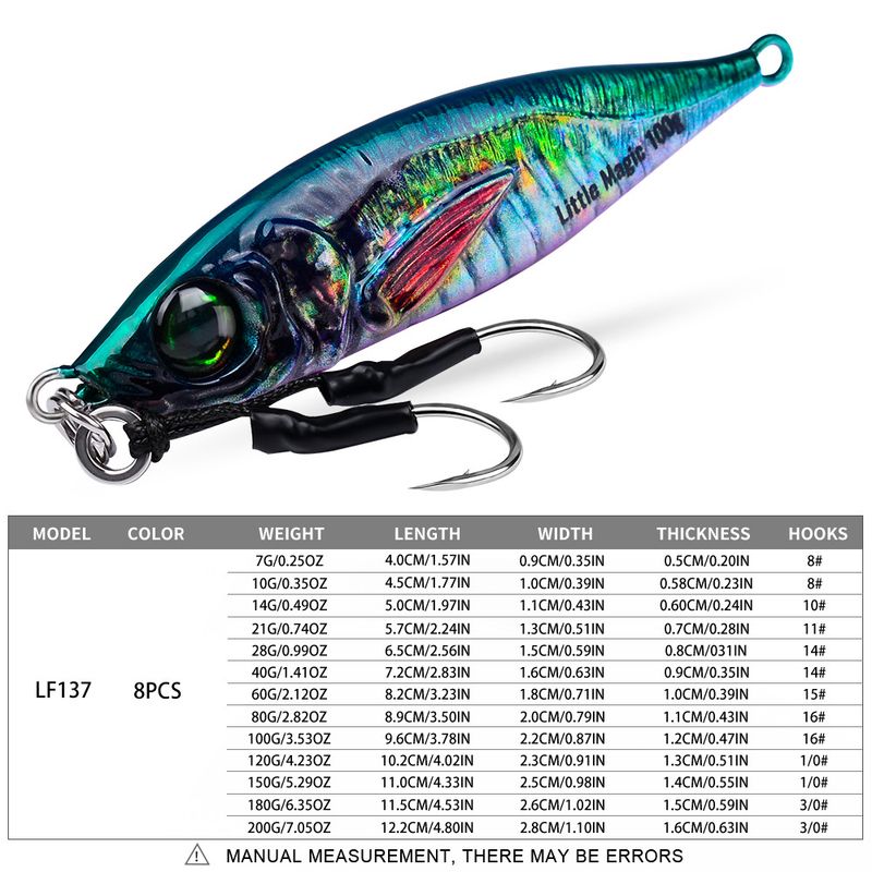 Jig stampato in 3D a lunga distanza, 7-200 g, esca bionica per la pesca in acqua dolce e salata per spigole e persici._voghion.com