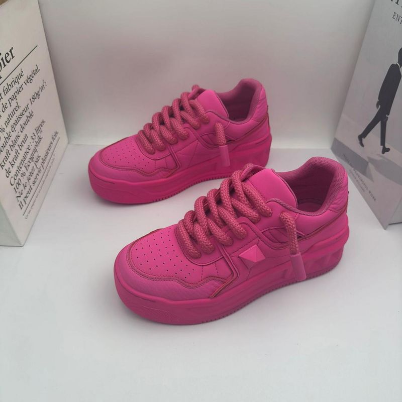 Nuovo stile 2025, scarpe da coppia da donna con suola spessa e imbottitura in cotone, modello Dragon Fruit, rosa rossa, casual, con plateau rialzato_voghion.com