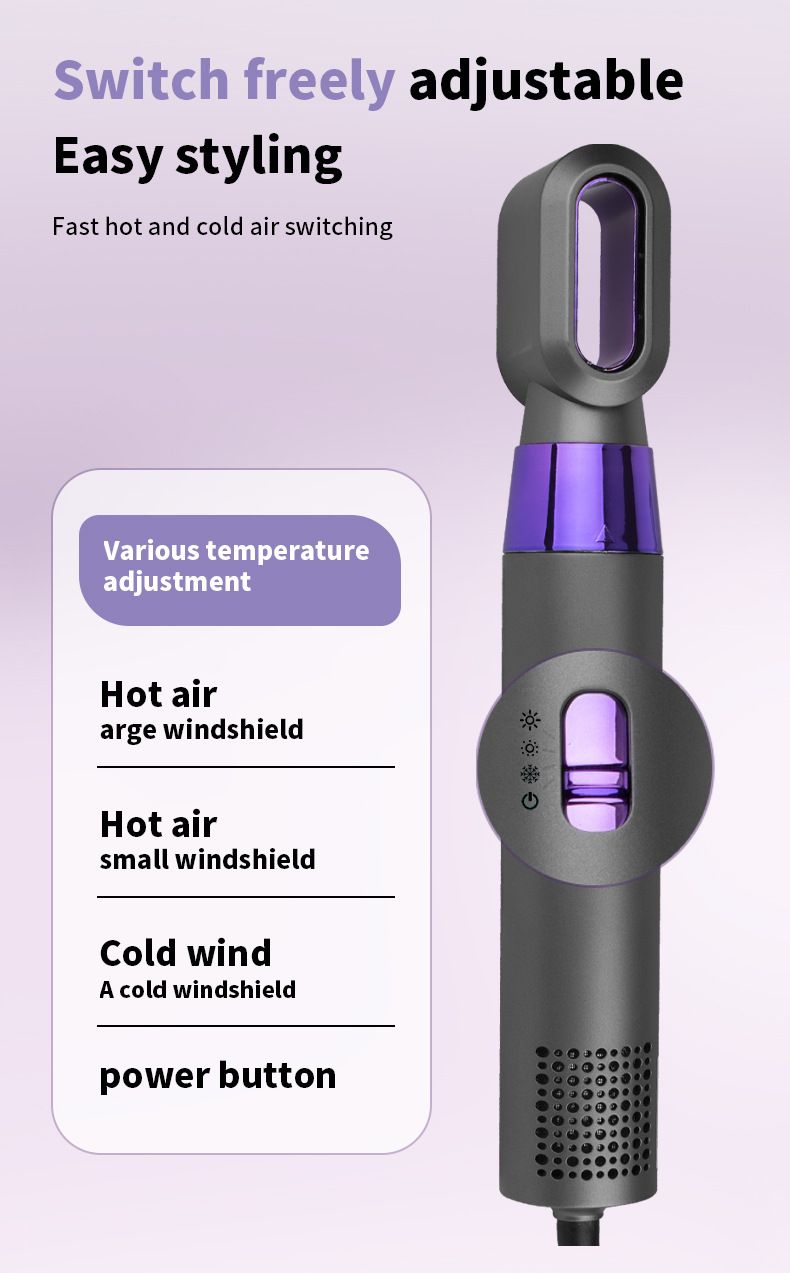 Para viagens e casa, secador de cabelo iônico negativo leve, configurações frias de calor com 3 acessórios_voghion.com