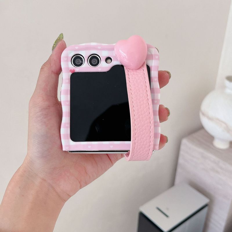 Small Love Plaid Case for Samsung Galaxy Z Flip6 Zflip4/3 Folding Screen Saver_voghion.com