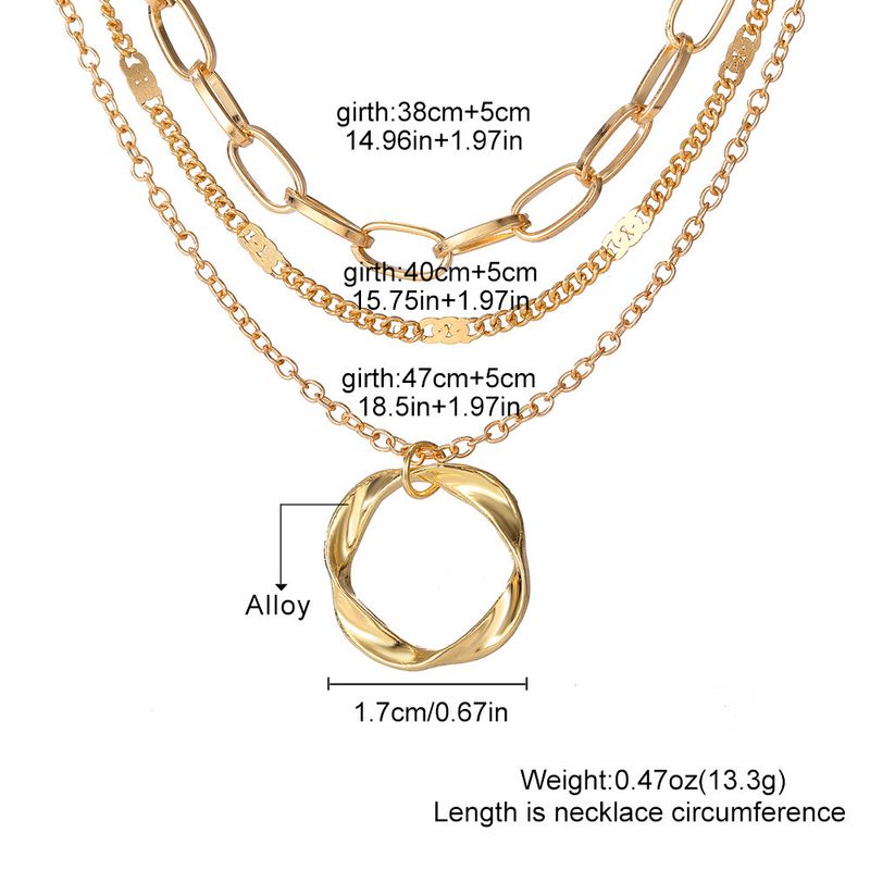 Collana circolare esagerata per ornamento, personalità hip-hop, versatile collana con pendente in lega per donna_voghion.com