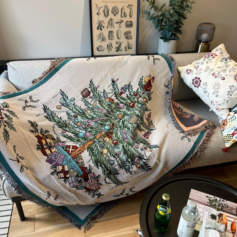 American Merry Christmas Christmas Tree Decorative Blanket Blanket_voghion.com