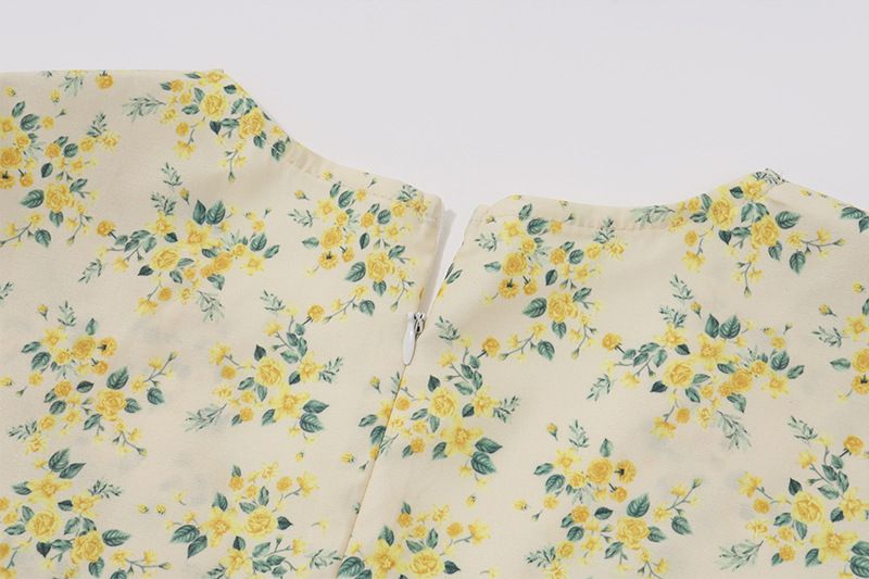 Women's 2024 Autumn New Fashion Sexy Floral Puff Sleeve V-neck Slim Fit French Dress_voghion.com