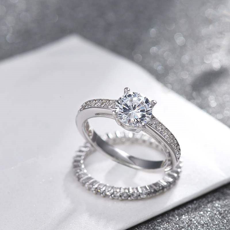 Love Promise žiedų rinkinys Moteriško elemento krištolo žiedas_voghion.com