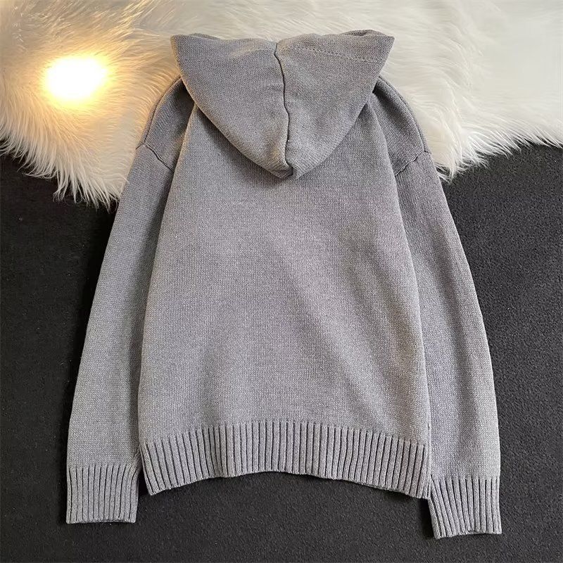 Kapuzenpullover Herren Halb offener Knopf Herbst Winter Warme Oberbekleidung Pullover College Style Trend_voghion.com