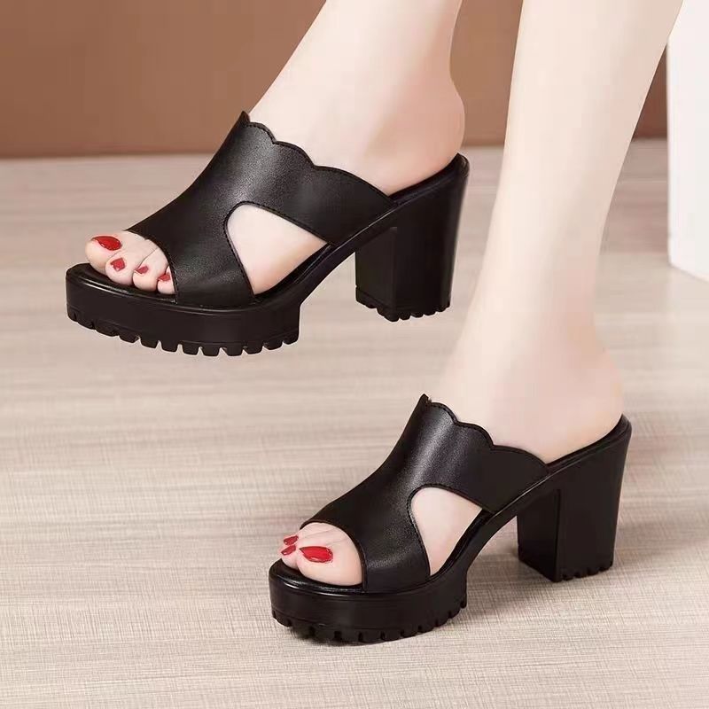 Sandalias de verano de una sola línea con suela nueva, tacón grueso y punta abierta, versión coreana, de una sola línea, zapatos de playa para mujer._voghion.com