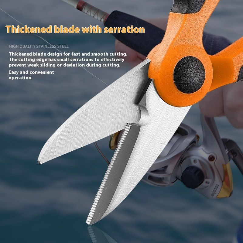 Professional PE Strong Horse Fish Line Scissors Sawtooth Road Stainless Steel Multi functional Fishing Gear_voghion.com
