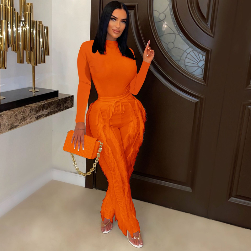 AL223 Completo da donna con tuta in pizzo con nappe, due pezzi, tinta unita, sportivo, autunno inverno_voghion.com