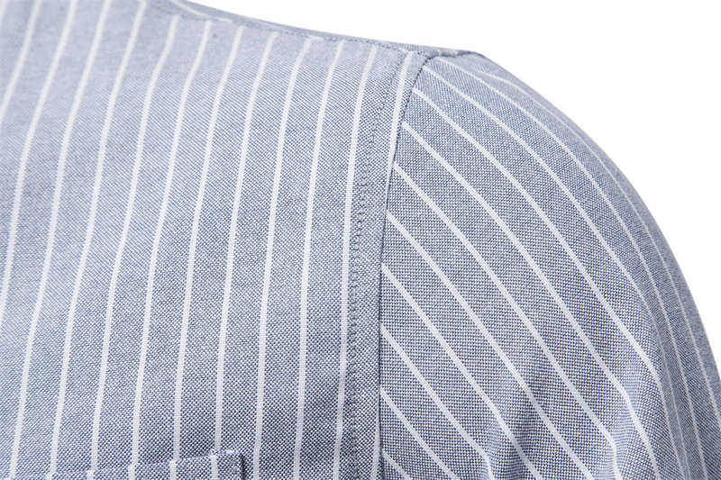 Camicia a maniche lunghe a righe da uomo in cotone e lino, moda casual_voghion.com