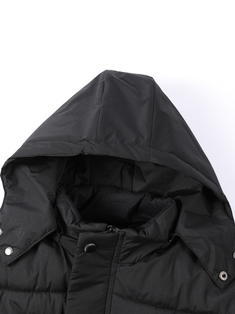 Herren-Winterjacke mit Fleecefutter (abnehmbare Kapuze, lockere Passform, winddichter Mantel mit Reißverschluss vorne, Seitentaschen, maschinenwaschbar, Schwarz/Armeegrün, S/M/L/XL)_voghion.com