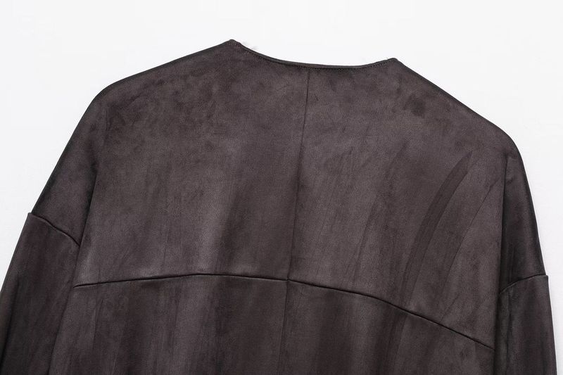 Vintage-inspirierte Wildlederimitatjacke für Damen – Stilvolle und vielseitige Oberbekleidung mit entspannter Passform, Taschen und Reißverschluss (Rotbraun, XS/S/M/L)_voghion.com