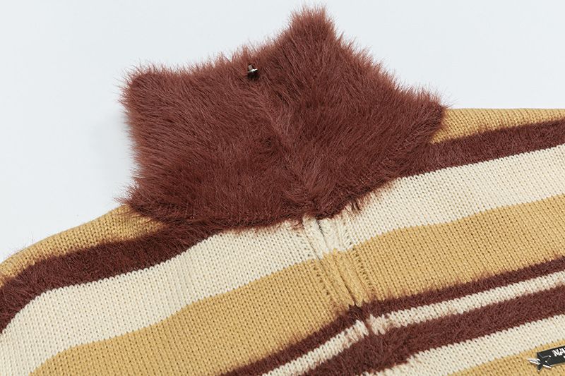 American Style Color-Block Striped Turtleneck Sweater For Men And Women 2025 Autumn Winter New Loose Lazy Knitted Top_voghion.com