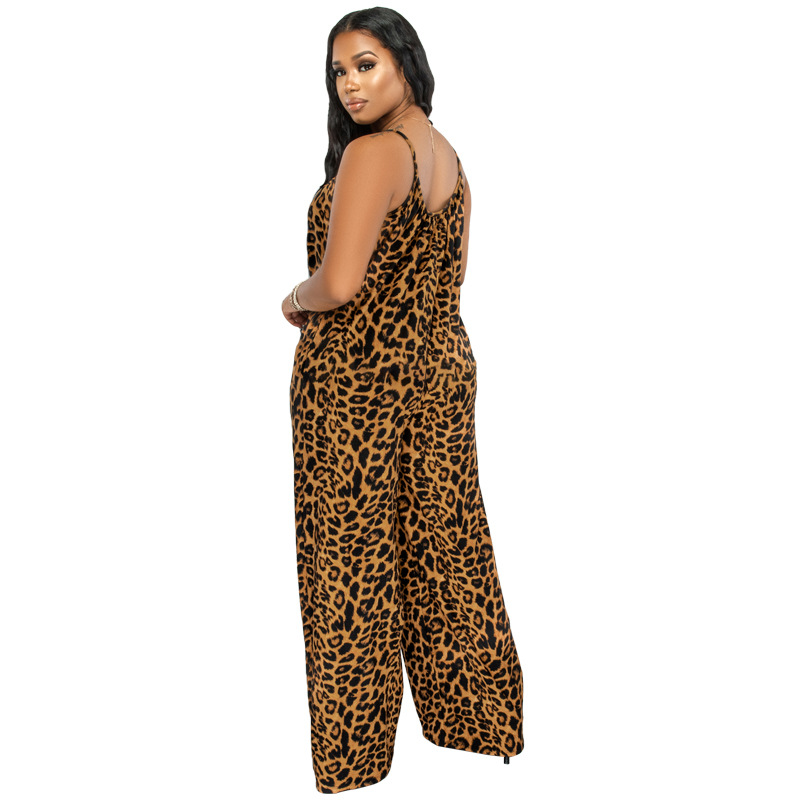 New Summer Leopard Print Casual Plus size Jumpsuit_voghion.com