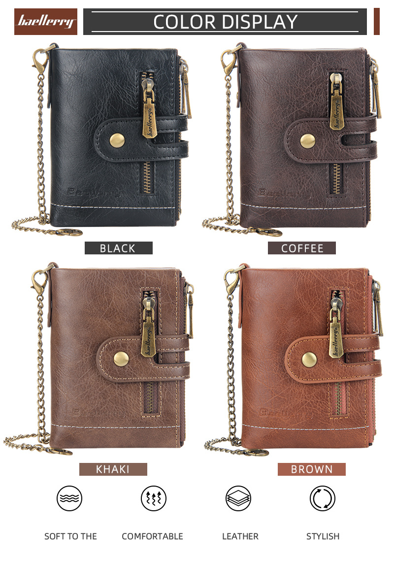 New Men's Short Wallet European And American Business Double Zipper Zero Wallet Multiple Card Slots_voghion.com