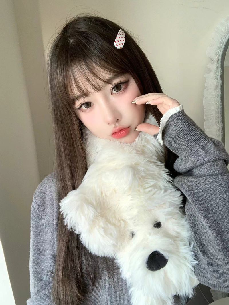 West Highland Design Süßer Plüschschal in Volltonfarbe für den Winter, warm und kältebeständig für Damen_voghion.com