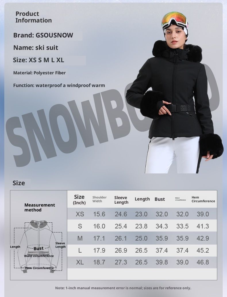 001 Nuova giacca da sci invernale imbottita calda slim fit da donna con doppia tavola antivento impermeabile per il freddo estremo_voghion.com