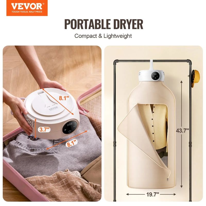 Portable Apartme Timer With Dryer And Bag LED Clothes With 5-H Dryer Dryer Display Heating Clothes Mini Foldable PTC For Dryer_voghion.com