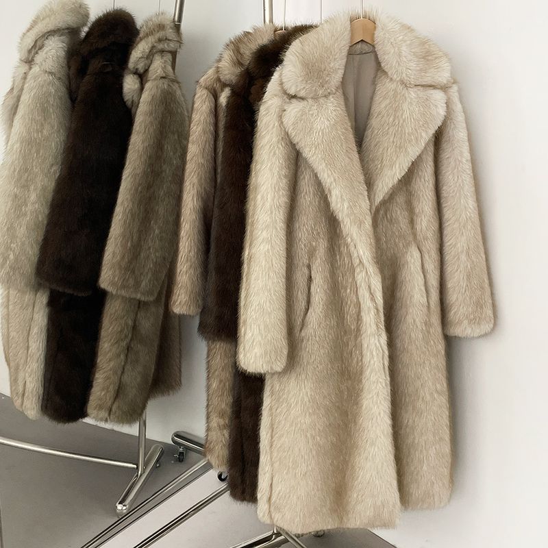 Elegante cappotto lungo in pelliccia sintetica da donna - Giacca invernale con revers a lancia e frange, capospalla caldo ed elegante per l'ufficio e le occasioni serali_voghion.com