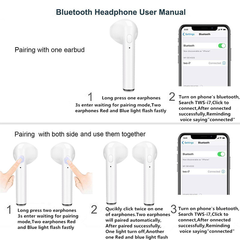 i7 MINI Drahtloser Bluetooth-Kopfhörer 5.0 Stereo-Ohrhörer-Headset Sport-Funkkopfhörer mit Ladebox für alle Smart_voghion.com