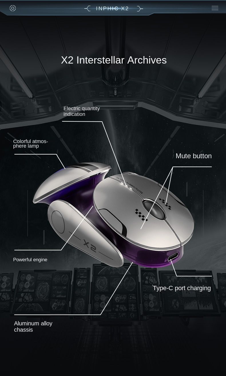 Kabellose Maus INPHIC X2 – Zukunftsweisende Gestaltung mit farbenfrohen LED-Leuchten und Bluetooth-Tri-Mode-Konnektivität_voghion.com