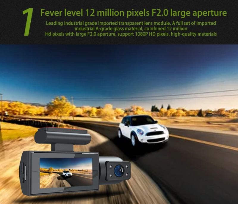 Registratore di guida con doppia telecamera a infrarossi per visione notturna 4K HD 130°_voghion.com