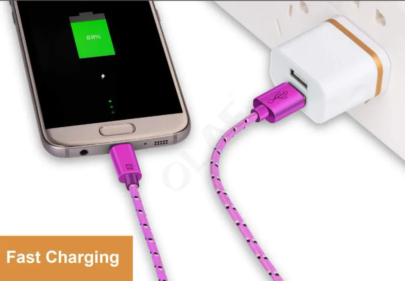 OLAF Nylon Braided Type 1M 2M 3M Data Sync Fast Charging USB C Cable For Samsung S9 S10 Xiaomi Mi9 Mi8 Huawei Type-C_voghion.com