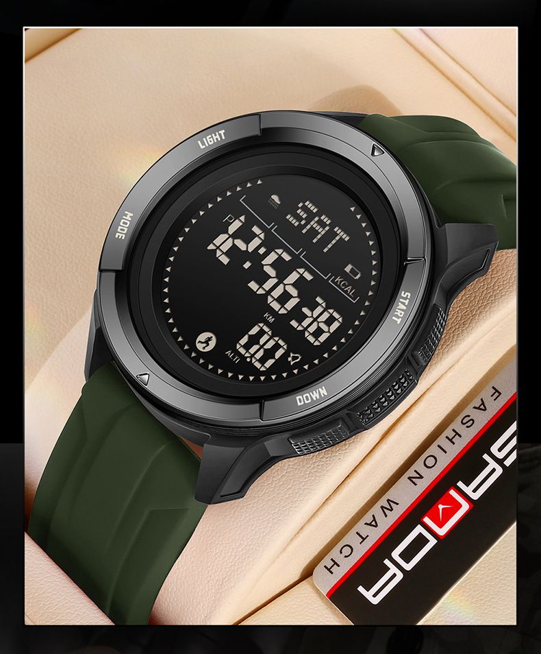Multifunctional Digital Sports Watch With Compass, Step Counter, Metronome, Waterproof 50m, Dual Time Zone, Night Light, Stopwatch, Alarm_voghion.com