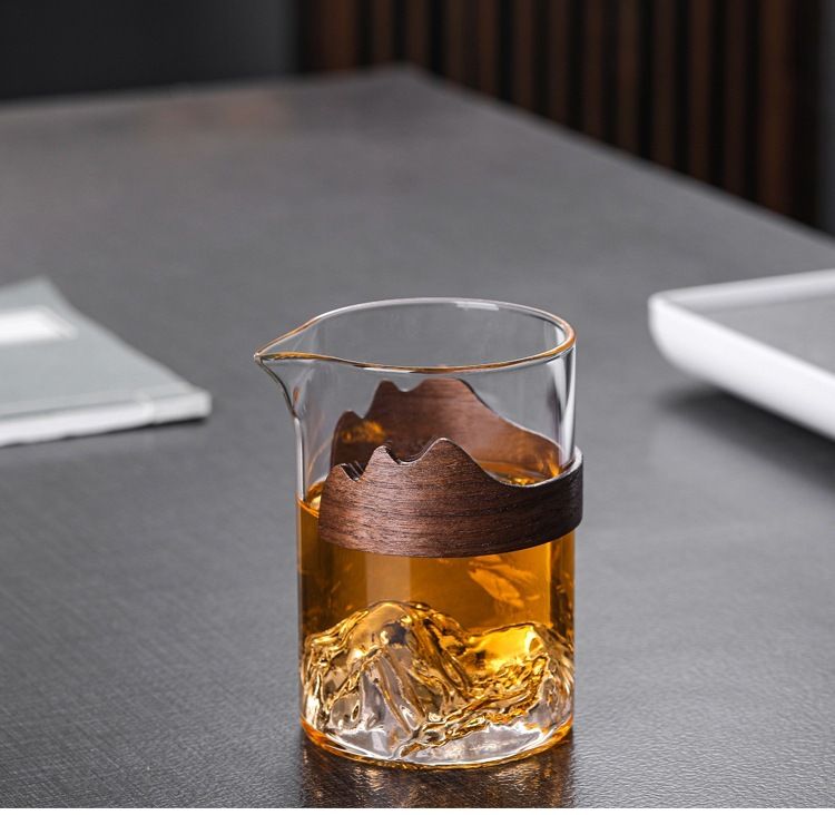 Walnut Chip Heat-resistant Glass Fair Kung Fu Set, Sea, Mountain View, Public Cup, Large Tea Divider, Even Cup_voghion.com
