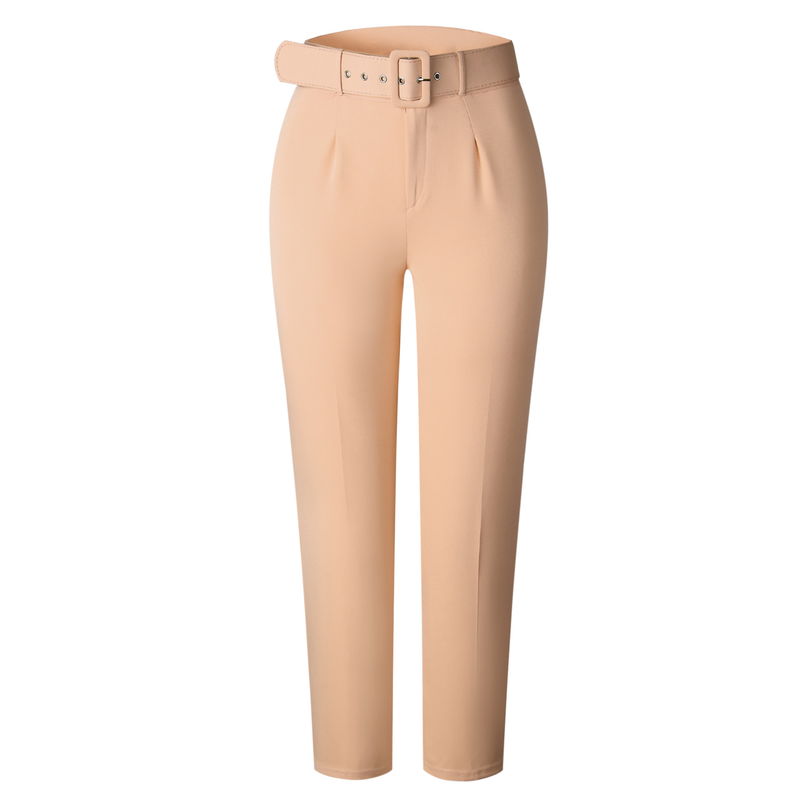 Freizeithose mit hoher Taille, Slim-Fit-Anzughose, Damenhose, Herbst-Berufshose_voghion.com