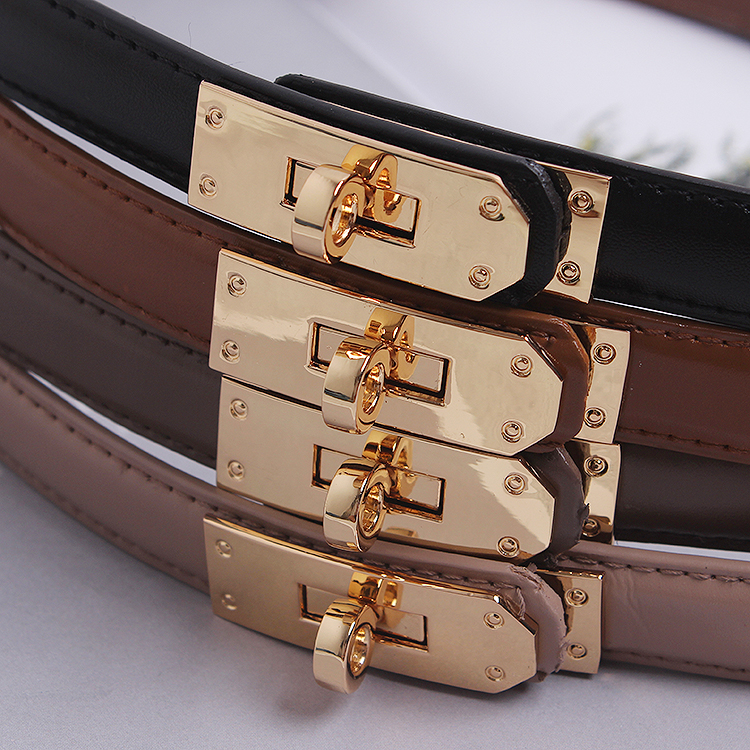 Jupe décorative à ceinture pour femmes, manteau pull, accessoires de ceinture fine noire simples et polyvalents, ceinture en peau de vache_voghion.com