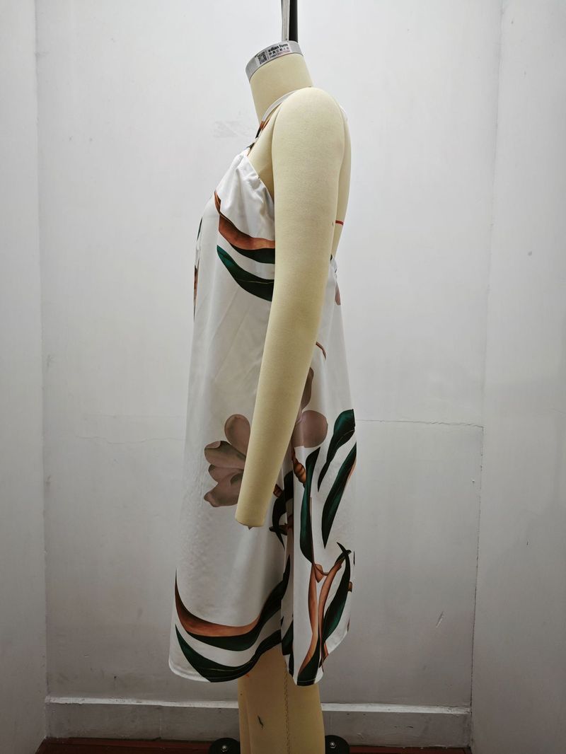 2025 Summer Printed Shoulder Hanging Neck Strap Loose Women's Dress For Women_voghion.com