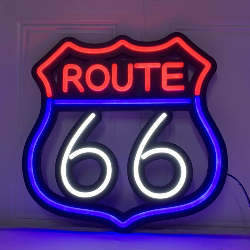 LED Flexible Neon Zeichen 17x17 Zoll ROUTE 66 High Way Road Neon Licht für Bar Shop Kunst Wand Hängen Licht Up Decor Zeichen_voghion.com