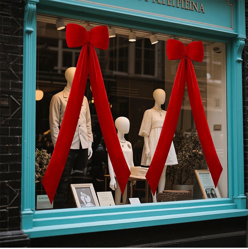 150CM Velvet Christmas Bow Decor – Elegant Holiday Ribbon For Tree, Mantel & Gift Wrapping (Wine Red/Bright Red)_voghion.com