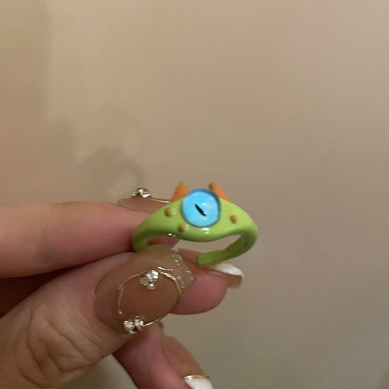 Anello aperto di alta qualità con design di nicchia femminile, infantile, cartone animato, brutto, carino, adorabile, divertente, piccolo mostro, indice_voghion.com