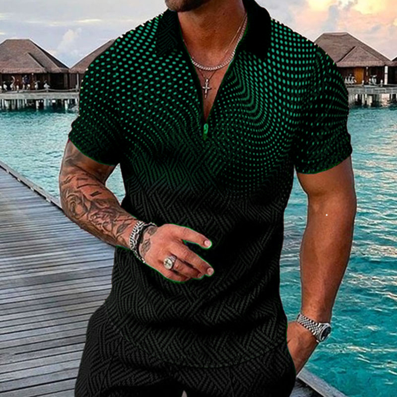 Sommar pikétröja för män helt 3D-tryckt slaget kortärmad pikétröja för män Homme T-shirt_voghion.com