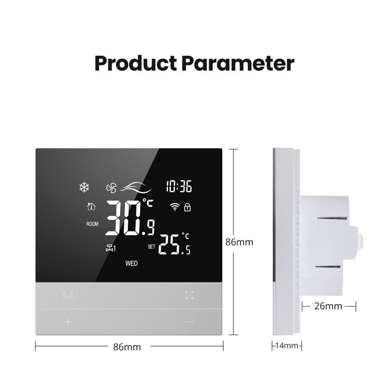 AVATTO Tuya WiFi Smart Central Air Conditionné Thermostat Interrupteur Chauffage Cool 3 Vitesse Ventilo-convecteur Unité Fonctionne avec Alexa_voghion.com
